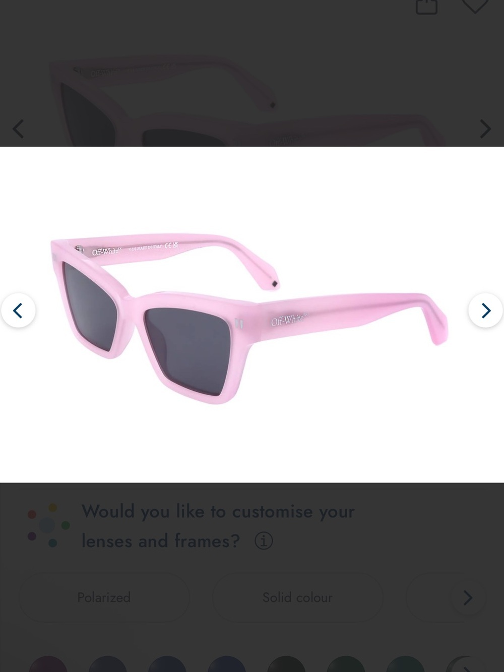 Off-White Pastel Pink Cat-Eye Sunglasses with Dark Lenses